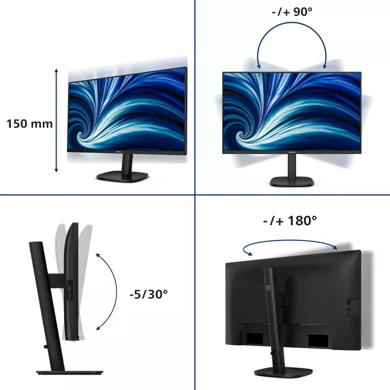 Philips 3000 sērijas 27B2U3601/00 datora monitors 68.6 cm (27 collas) 2560 x 1440 pikseļi Quad HD LCD Melns