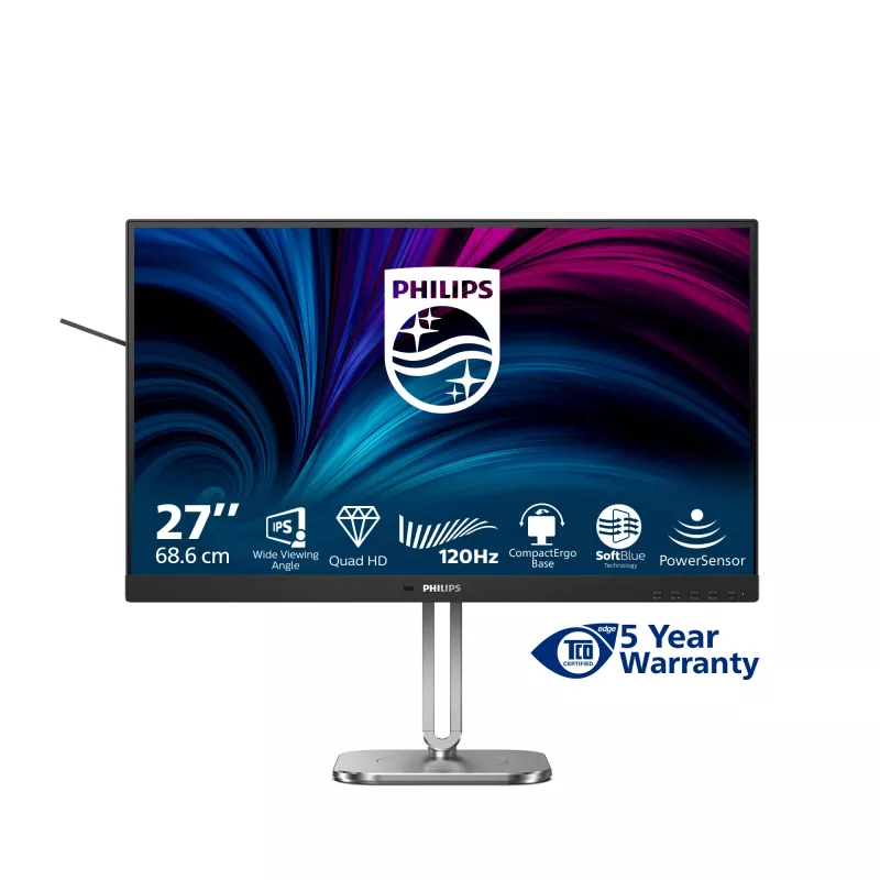 Philips 4000 sērijas 27B2N4500/00 datora monitors 68.6 cm (27 collas) 2560 x 1440 pikseļi Quad HD LCD Pelēks
