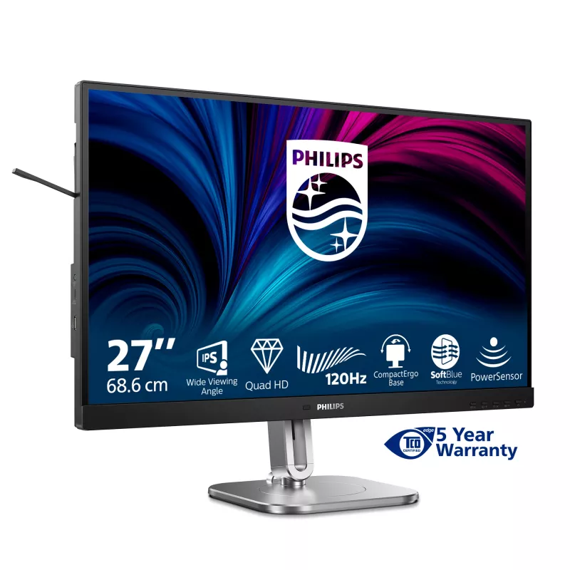 Philips 4000 sērijas 27B2N4500/00 datora monitors 68.6 cm (27 collas) 2560 x 1440 pikseļi Quad HD LCD Pelēks