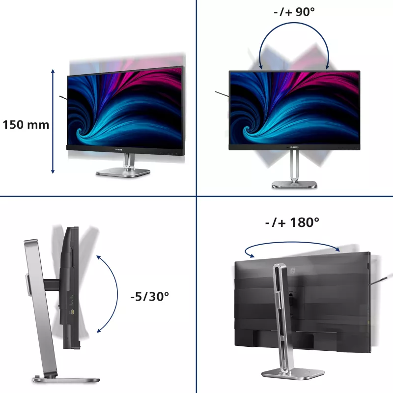 Philips 4000 sērijas 27B2N4500/00 datora monitors 68.6 cm (27 collas) 2560 x 1440 pikseļi Quad HD LCD Pelēks