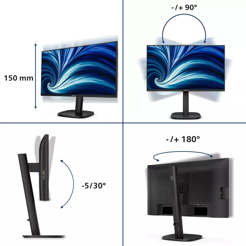 Philips 3000 sērijas 24B2N3200J/00 datora monitors 60,5 cm (23,8 collas) 1920 x 1080 pikseļi Full HD LCD Melns