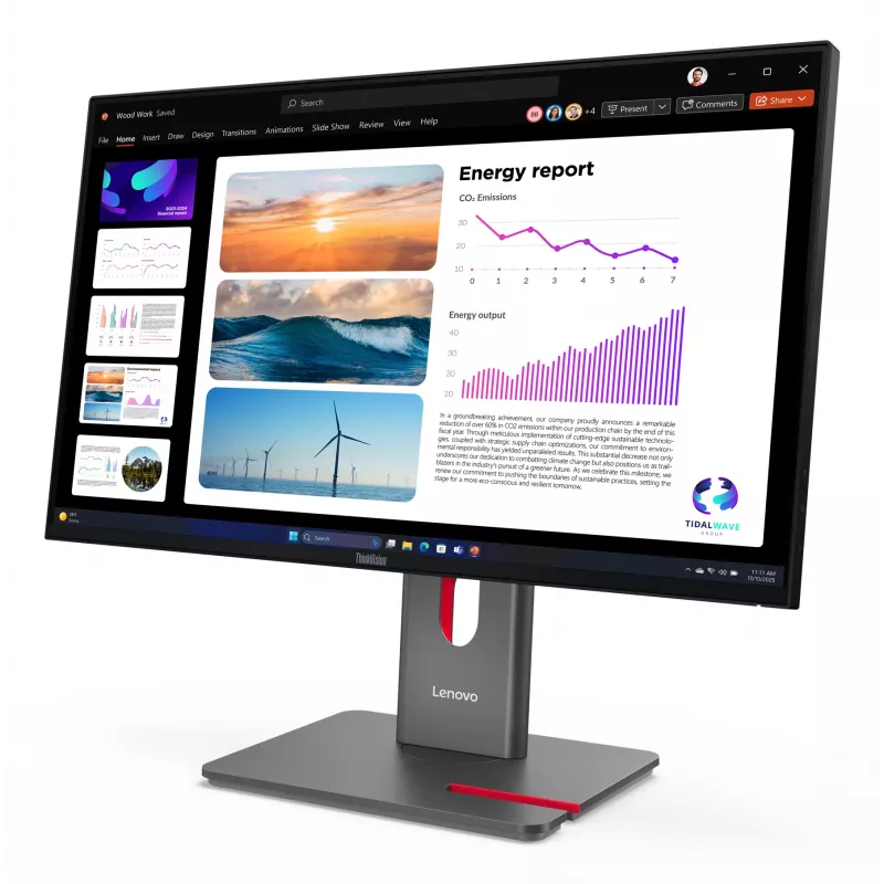 Lenovo ThinkVision P24Q-40 monitors, 60,5 cm (23,8 collas), 2560 x 1440 pikseļi, Quad HD, LCD, 6 ms, melns