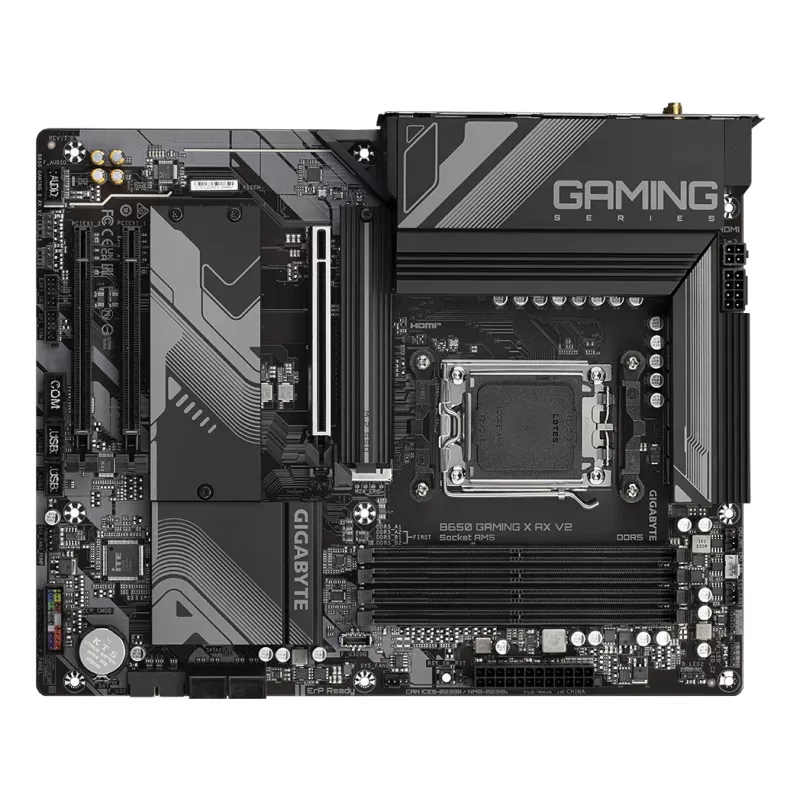 GIGABYTE B650 GAMING X AX V2 mātesplate - AMD Ryzen 9000 sērijas CPU, 8+2+2 fāžu VRM, līdz 8000MHz DDR5 (OC), 1xPCIe 5.0 + 2xPCIe 4.0 M.2, 2.5GbE LAN, WIFI 6E, USB 3.2 Gen 2