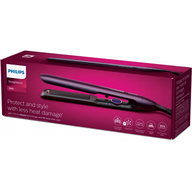 Philips 7000 sērijas BHS752/00 matu taisnotājs, 2 m vads, violets