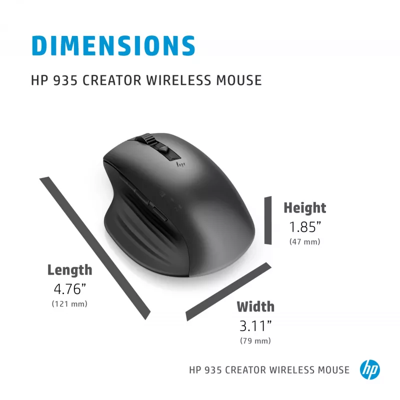 HP 930 Creator bezvadu pele, labā roka, Bluetooth, 3000 DPI, sudraba