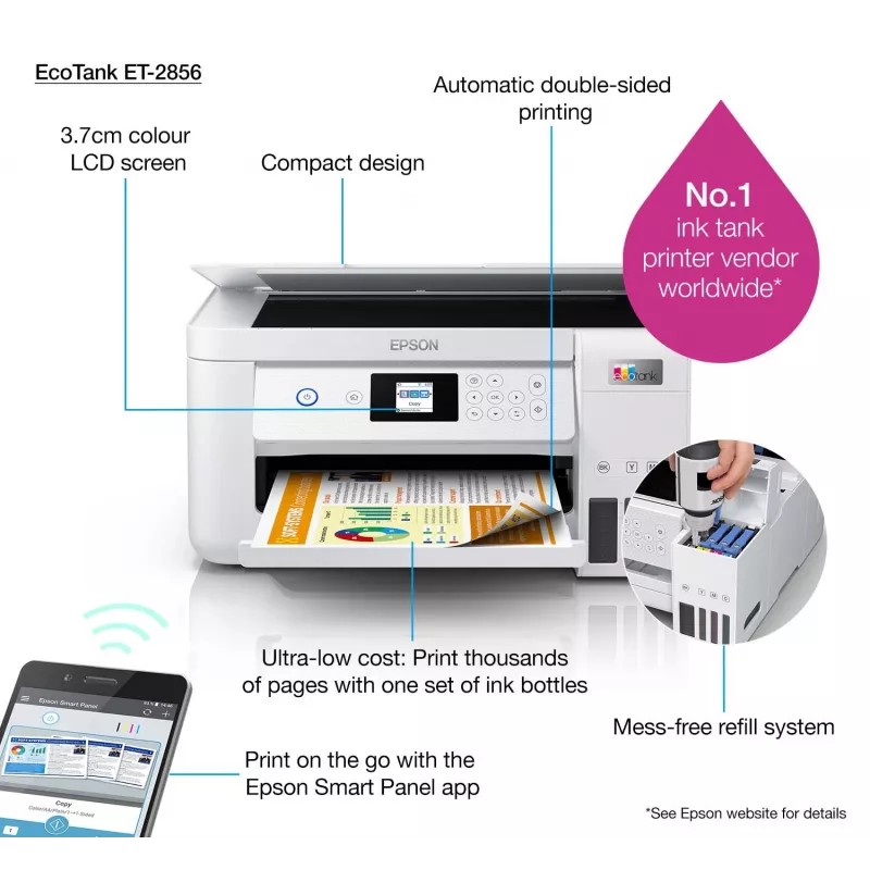 Epson EcoTank ET-2856 Inkjet A4 5760 x 1440 DPI 33 ppm Wi-Fi