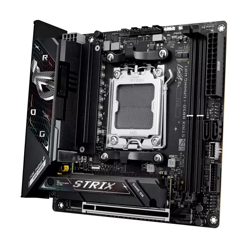 Mātesplate ASUS ROG STRIX B850-I GAMING WIFI, AMD B850, Socket AM5, mini ITX, 2x DDR5, Wi‑Fi 7, 2.5Gb LAN