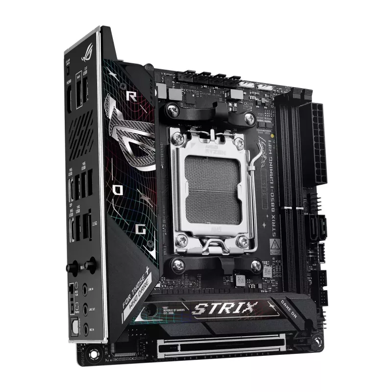 Mātesplate ASUS ROG STRIX B850-I GAMING WIFI, AMD B850, Socket AM5, mini ITX, 2x DDR5, Wi‑Fi 7, 2.5Gb LAN