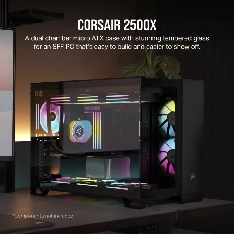 CORSAIR PC korpuss - vidēja izmēra tornis - 2500x divu kameru - melns