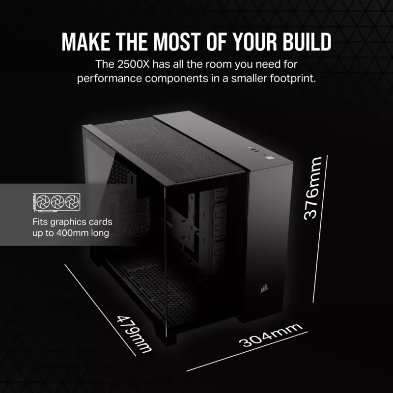 CORSAIR PC korpuss - vidēja izmēra tornis - 2500x divu kameru - melns