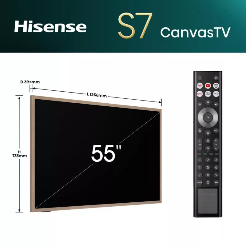 Hisense 55 collu S7NQTUK Canvas TV ar Freely un ArtMode