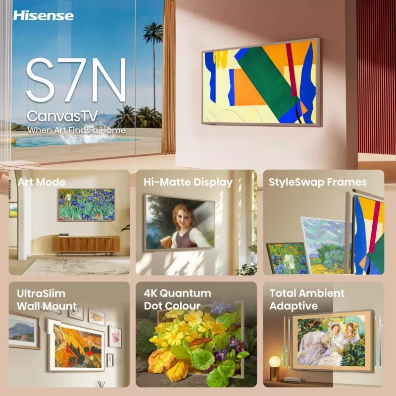 Hisense 55 collu S7NQTUK Canvas TV ar Freely un ArtMode