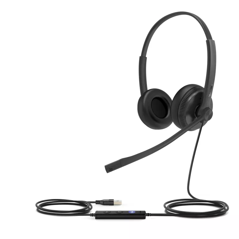 Yealink UH34 Dual Teams austiņas, vadu, birojam/zvanu centram, 20–20000 Hz, 118 g, austiņas, melnas