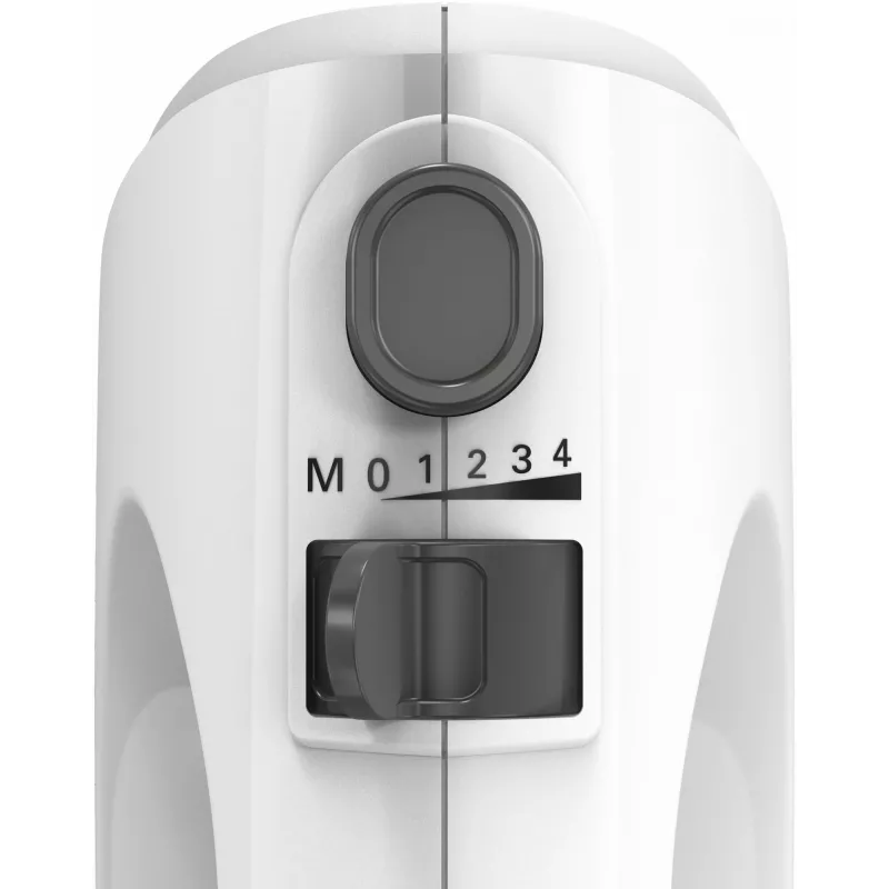 Rokas mikseris Bosch MFQ24200 — 400 W, 4 ātrumi, turbo, suku tērauds/balts