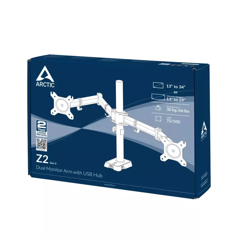 ARCTIC Z2 (Gen 3) - Divu monitoru roka ar USB centrmezglu