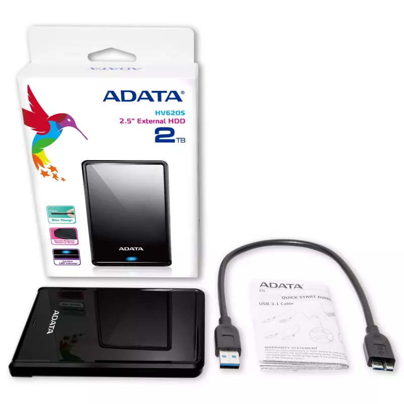 ADATA AHV620S-2TU3-CBK ārējais cietais disks 2 TB 2,5 collas Micro-USB B 3.2 Gen 1 (3.1 Gen 1) Melns