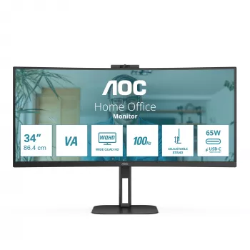 AOC V5 CU34V5CW datora monitors 86,4 cm (34 colli) 3440 x 1440 pikseļi Wide Quad HD LED Melns