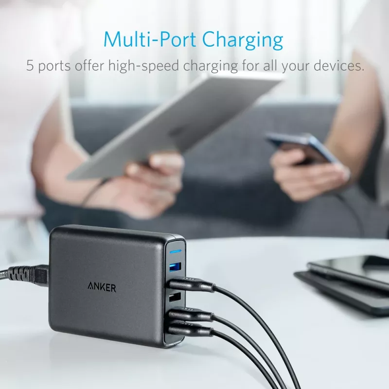 ANKER Powerport Speed 5 2x Quick Charge 3.0 Eu Melns