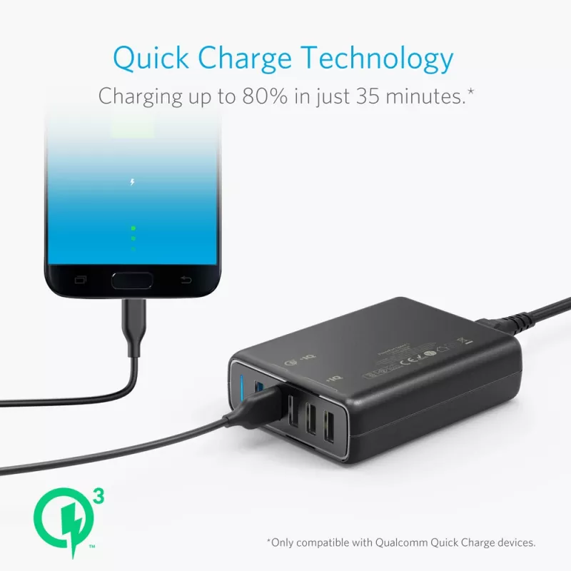 ANKER Powerport Speed 5 2x Quick Charge 3.0 Eu Melns