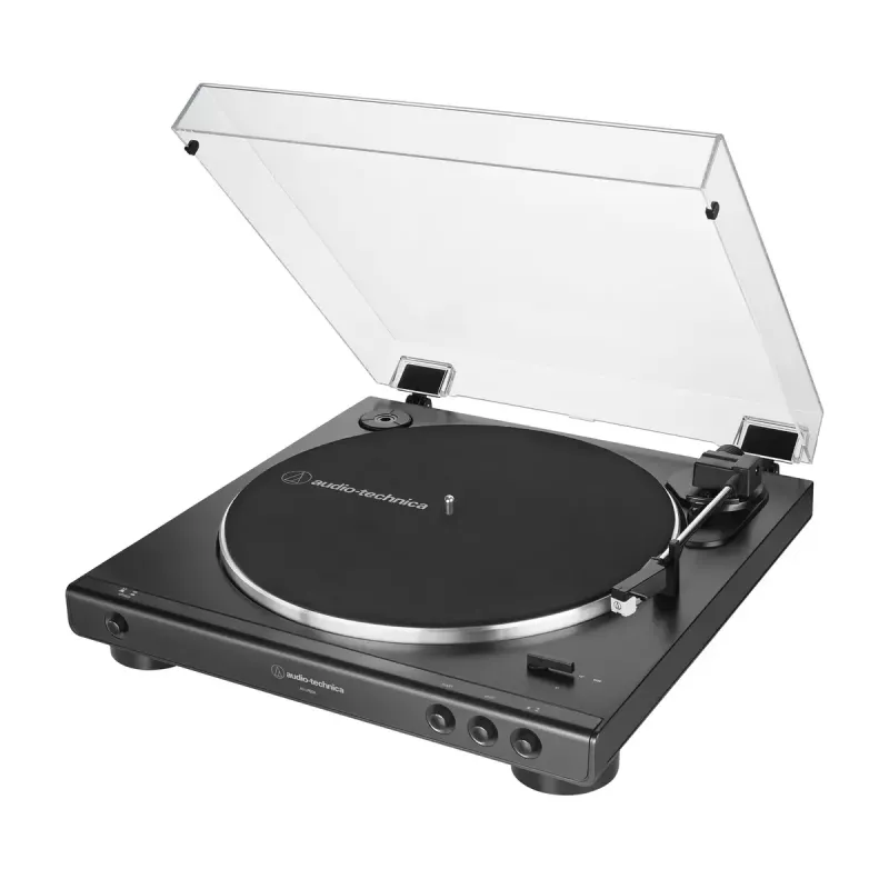 Siksnas piedziņas audio vinila atskaņotājs Audio-Technica AT-LP60X Pilnībā automātisks Melns