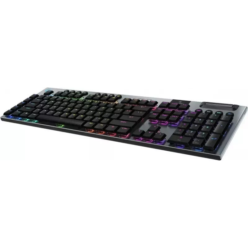 LOGITECH G915 X Lightspeed bezvadu zema profila spēļu tastatūra - Melna - Qwerty - US International Tactile