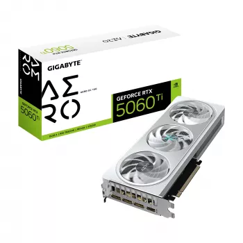 GIGABYTE GeForce RTX 5060 Ti AERO OC 16G videokarte - 16GB GDDR7, 128bit, PCI-E 5.0, 2647MHz kodola frekvence, 3 x DisplayPort, 1 x HDMI, GV-N506TAERO OC-16GD