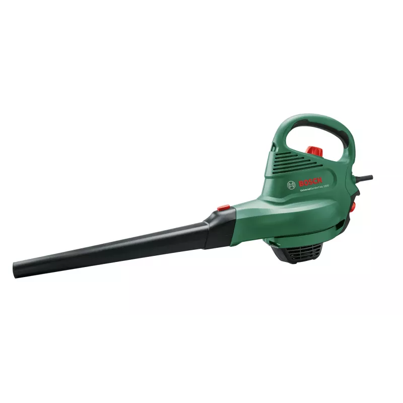 Rokas pūtējs Bosch Universal GardenTidy 2300 — 2300 W, 576 m³/h, 45 L savākšanas maiss, 185–285 km/h, sasmalcināšanas funkcija
