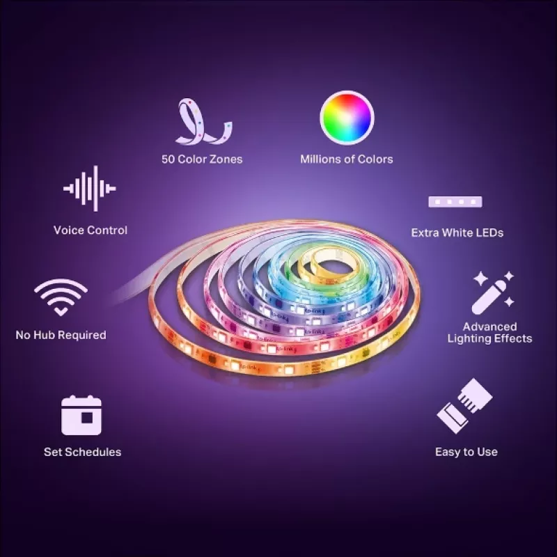 TP-Link Tapo Viedais Gaismas Josla, Daudzkrāsu, Viedā gaismas josla, Wi-Fi, Balta, 802.11b, 802.11g, Wi-Fi 4 (802.11n), LED, Daudzkrāsu