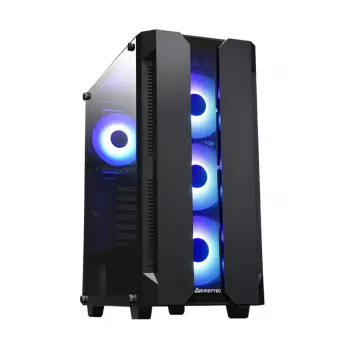 PC korpuss CHIEFTEC GS-01B-OP Tower Melns — rūdīts stikls, RGB ventilatori, atbalsta ATX/Micro-ATX, GPU līdz 320 mm