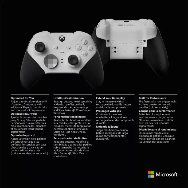 Spēļu kontrolieris Microsoft Xbox Elite Wireless Series 2 Core melns balts Bluetooth USB