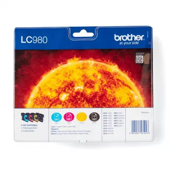 Brother LC980VALBP tintes kasetne 4 gab. Oriģināla Melns, Ciāns, fuksīna, Dzeltens