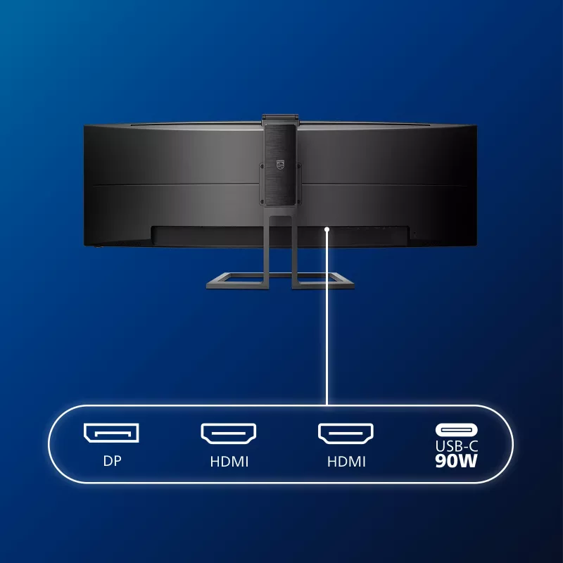 Philips P Line 32:9 SuperWide izliekts LCD monitors 499P9H/00, 124 cm (48.8 collas), 5120 x 1440 pikseļi, UltraWide Dual Quad HD, LCD, 5 ms, Melns