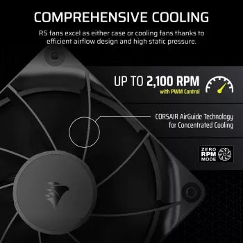 Ventilators Corsair RS120 12 cm Melns 420-2100 RPM 0.2-4.15 mmH2O