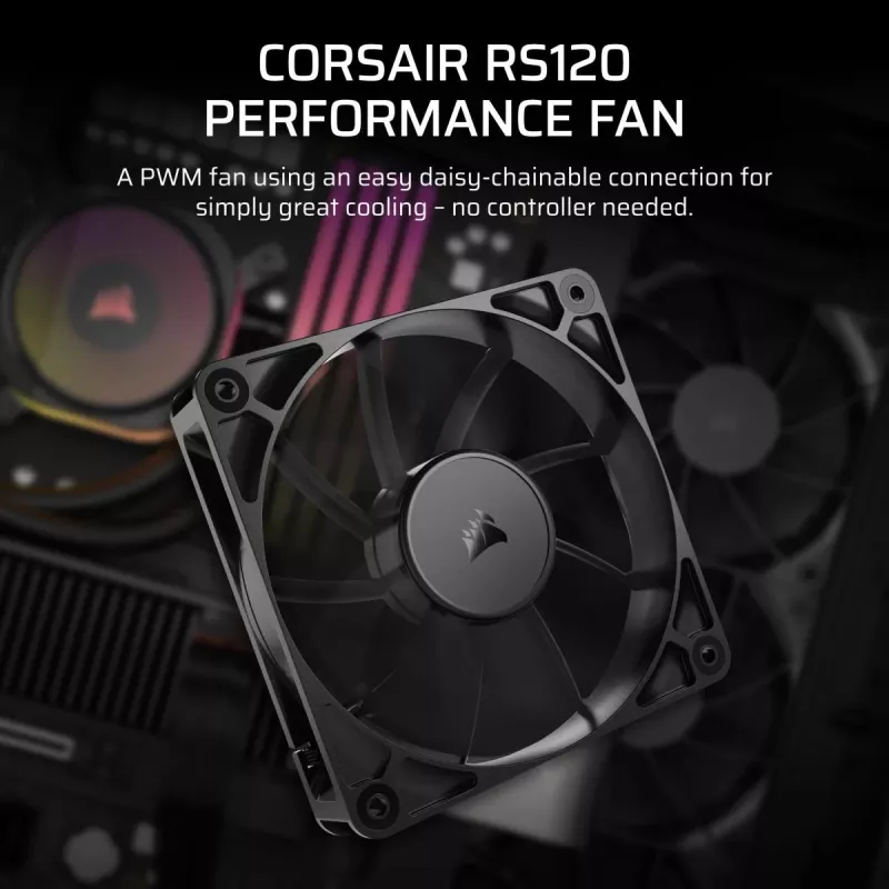 Ventilators Corsair RS120 12 cm Melns 420-2100 RPM 0.2-4.15 mmH2O