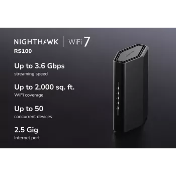 NETGEAR Nighthawk bezvadu maršrutētājs 2.5 Gigabit Ethernet Divjoslu (2.4 GHz / 5 GHz) Melns