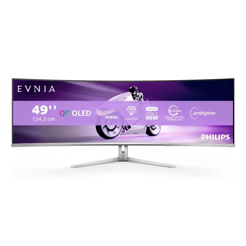 Philips Evnia 8000 49M2C8900L/00 datora monitors 124,2 cm (48,9 colli) 5120 x 1440 pikseļi Dual QHD QD-OLED Balts