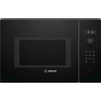 Iebūvējamā solo mikroviļņu krāsns Bosch Serie 6 BFL554MB0 – 900 W, 25 L, rotācijas un skārienvadība, melna
