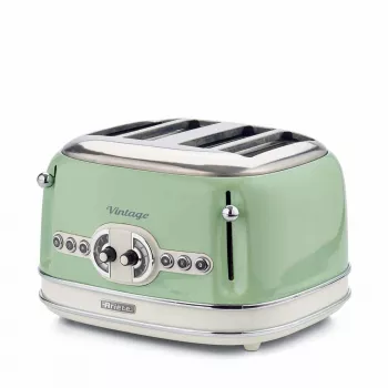 Ariete 156 4 Slice Vintage Toaster, 1600 W, 6 grauzdēšanas līmeņi, nerūsējošais tērauds krāsots pasteļzaļā krāsā, bez sviestmaižu turētājiem. Zaļš