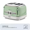 Ariete 156 4 Slice Vintage Toaster, 1600 W, 6 grauzdēšanas līmeņi, nerūsējošais tērauds krāsots pasteļzaļā krāsā, bez sviestmaižu turētājiem. Zaļš