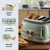 Ariete 156 4 Slice Vintage Toaster, 1600 W, 6 grauzdēšanas līmeņi, nerūsējošais tērauds krāsots pasteļzaļā krāsā, bez sviestmaižu turētājiem. Zaļš