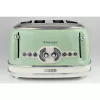 Ariete 156 4 Slice Vintage Toaster, 1600 W, 6 grauzdēšanas līmeņi, nerūsējošais tērauds krāsots pasteļzaļā krāsā, bez sviestmaižu turētājiem. Zaļš