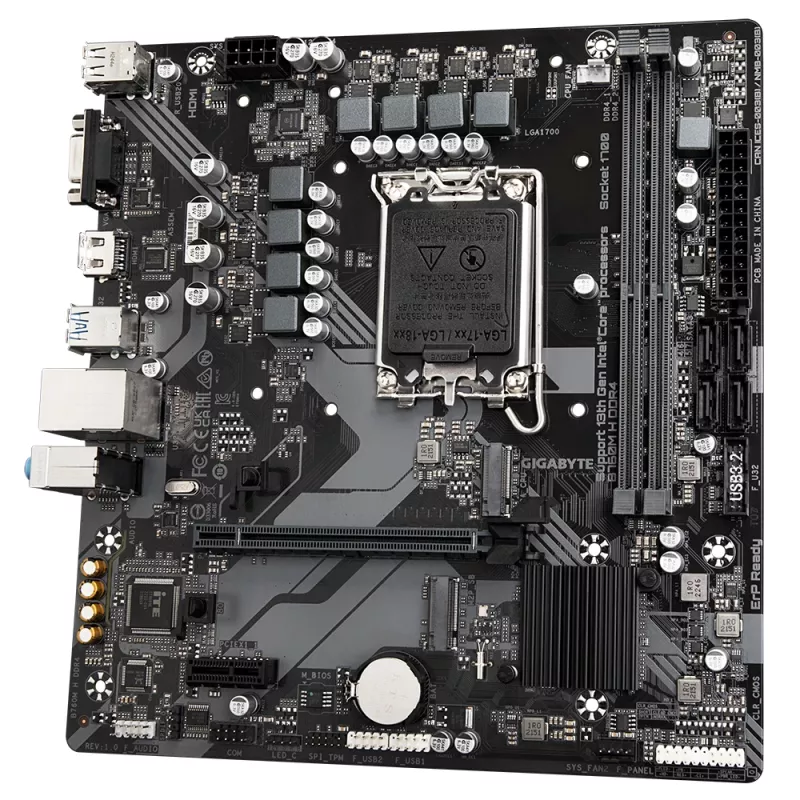 GIGABYTE B760M H DDR4 mātesplate - atbalsta Intel Core 14. paaudzes centrālos procesorus, 6+1+1 fāžu digitālo VRM, līdz 3200 MHz DDR4 (OC), 2x PCIe 4.0 M.2, GbE LAN, USB 3.2 Gen1