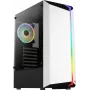 PC korpuss AEROCOOL Bionic Midi Tower White — ATX, rūdīts stikls, 2x3.5 collu sloti, 6x2.5 collu, 297 mm GPU, zils LED