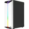 PC korpuss AEROCOOL Bionic Midi Tower White — ATX, rūdīts stikls, 2x3.5 collu sloti, 6x2.5 collu, 297 mm GPU, zils LED