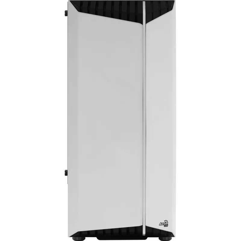 PC korpuss AEROCOOL Bionic Midi Tower White — ATX, rūdīts stikls, 2x3.5 collu sloti, 6x2.5 collu, 297 mm GPU, zils LED