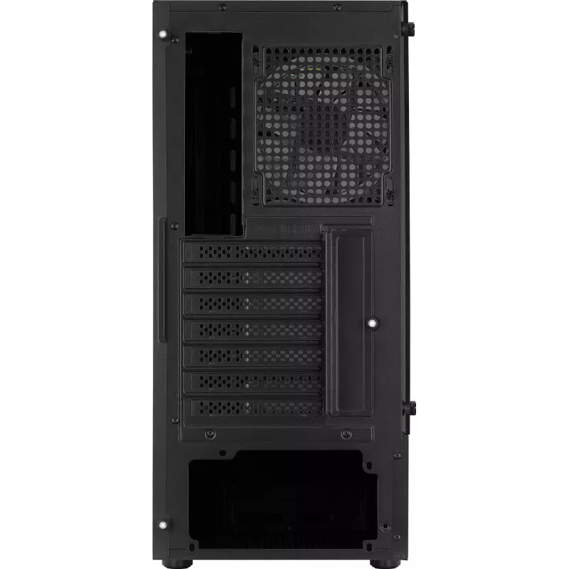 PC korpuss AEROCOOL Bionic Midi Tower White — ATX, rūdīts stikls, 2x3.5 collu sloti, 6x2.5 collu, 297 mm GPU, zils LED