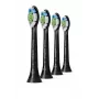 Zobu birstes galviņas Philips HX6064/88 Optimal balta — 4 gab., melnas, vidēji cieti sariņi, 62 000 kustību/min