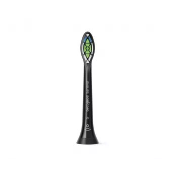 Zobu birstes galviņas Philips HX6064/88 Optimal balta — 4 gab., melnas, vidēji cieti sariņi, 62 000 kustību/min
