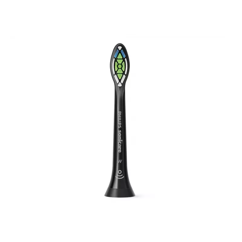 Zobu birstes galviņas Philips HX6064/88 Optimal balta — 4 gab., melnas, vidēji cieti sariņi, 62 000 kustību/min