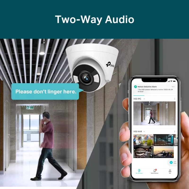 TP-Link VIGI 5MP Full-Color Turret Network Camera, IP drošības kamera, Iekštelpām, Vadu, 120 dB, CE, NTRA, VCCI, KC, BSMI, FCC, IC, Griestiem